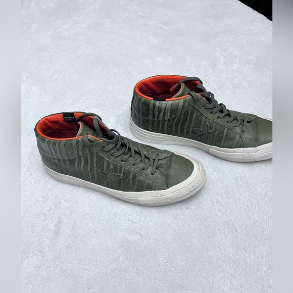 Converse One Star Counter Climate Mid Leather Olive Green Sneakers - Picture 2 of 6